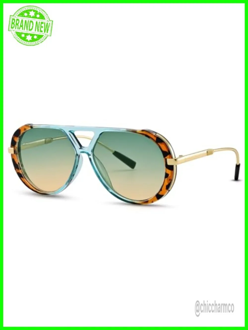 Retro Oversized Aviator Sunglasses Metal Frame UV400 Protection