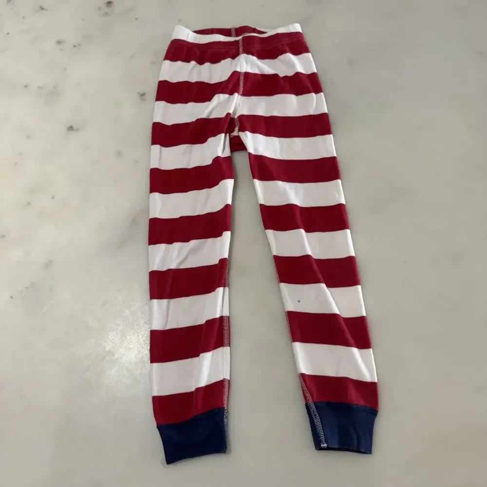 Hanna Andersson Organic Size 110 5 Pajama Pants Stripe Red White Peru Boys Girl