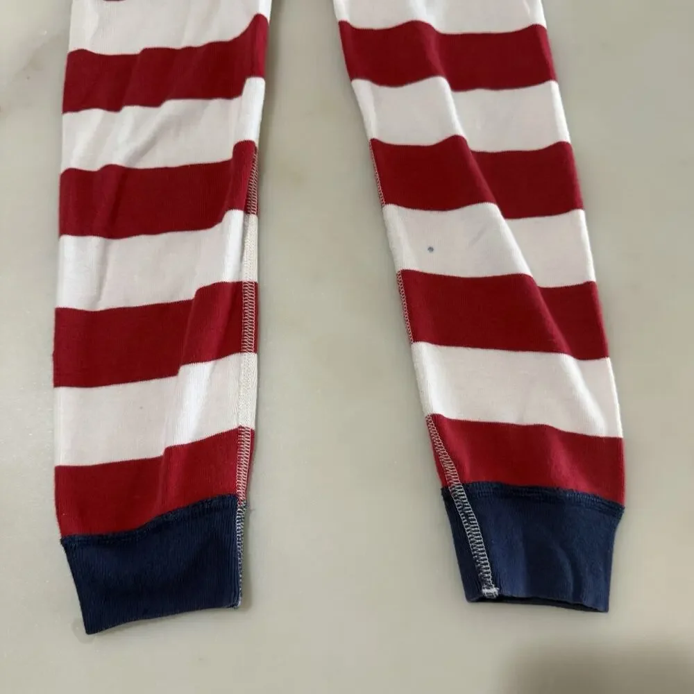 Hanna Andersson Organic Size 110 5 Pajama Pants Stripe Red White Peru Boys Girl