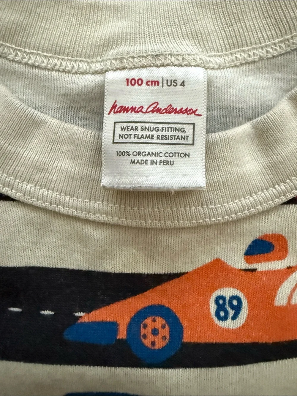 Hanna Andersson Stripe Pajama Top with Colorful Race Cars