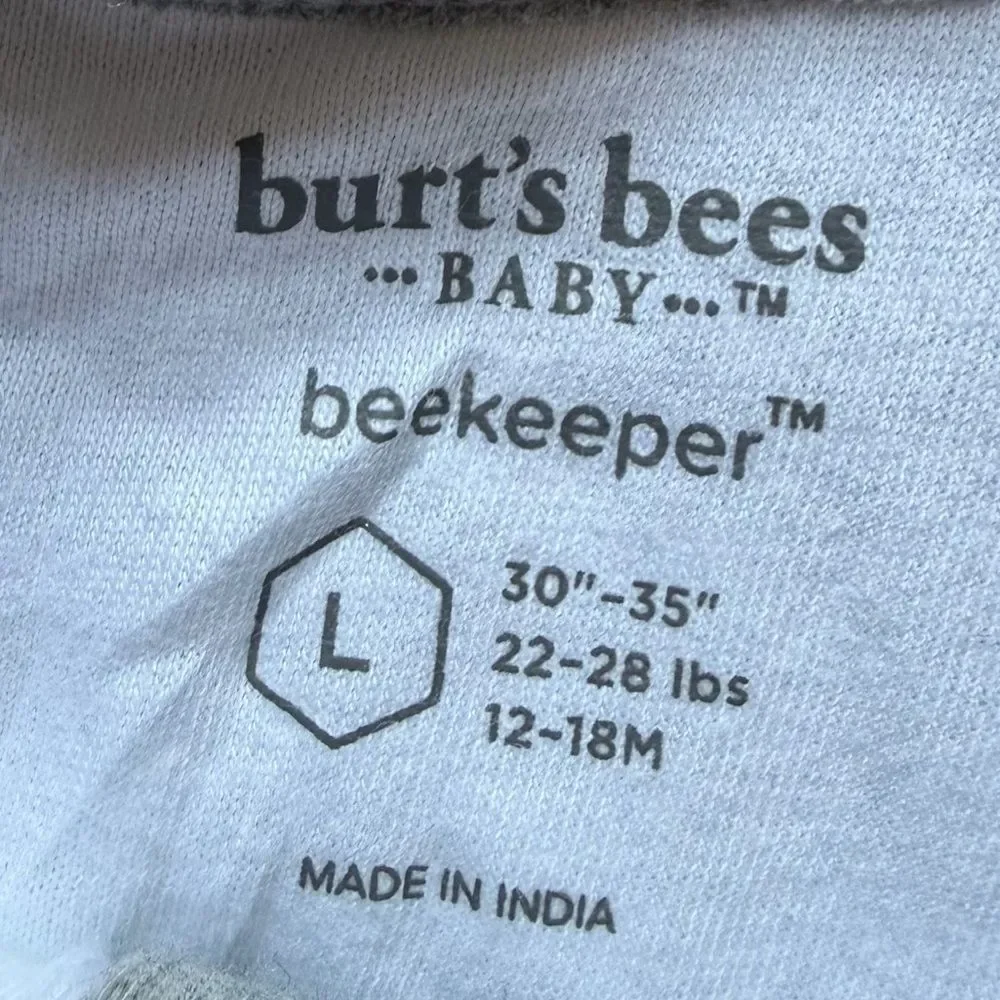 Burt’s Bees Baby Beekeeper Sleep Sack Large 12-18M Organic Cotton Gray Stripe