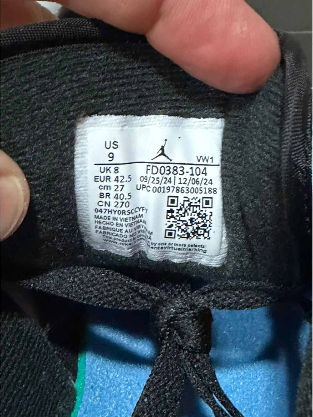 Jordan size air