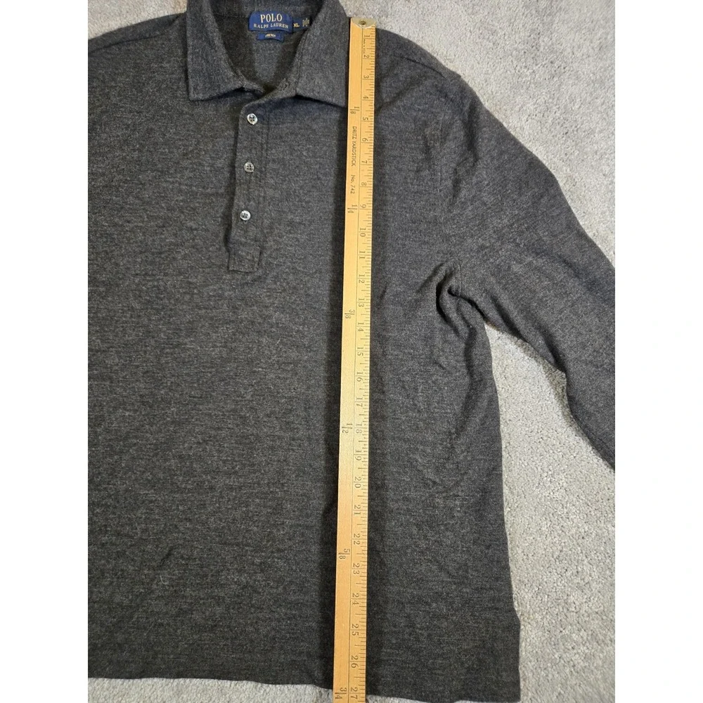 Polo Ralph Lauren Long Sleeve‎ Polo Shirt Mens XL Heather Gray Sweater Button
