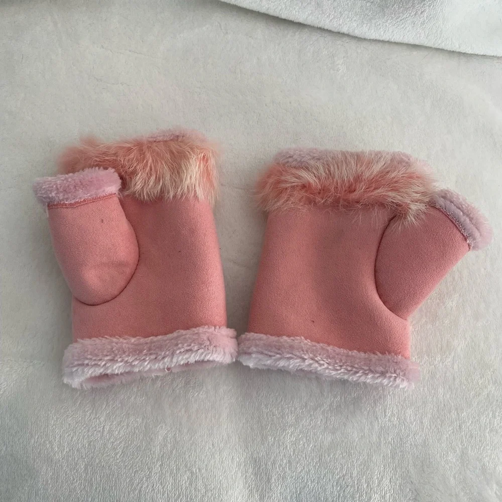 Leather and Wool Fingerless Mittens