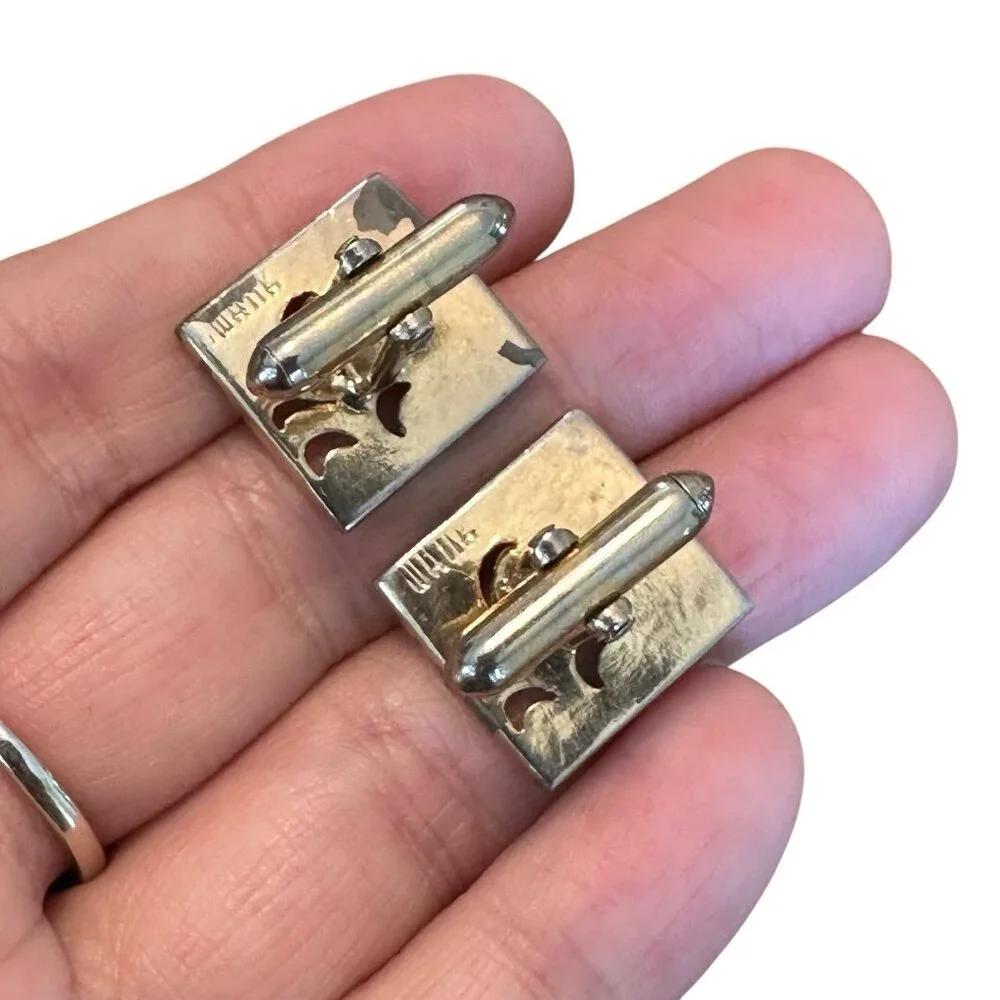 Vintage Swank Cufflinks 2 Pair Gold Tone Mens Mid Century Modern‎ Fashion