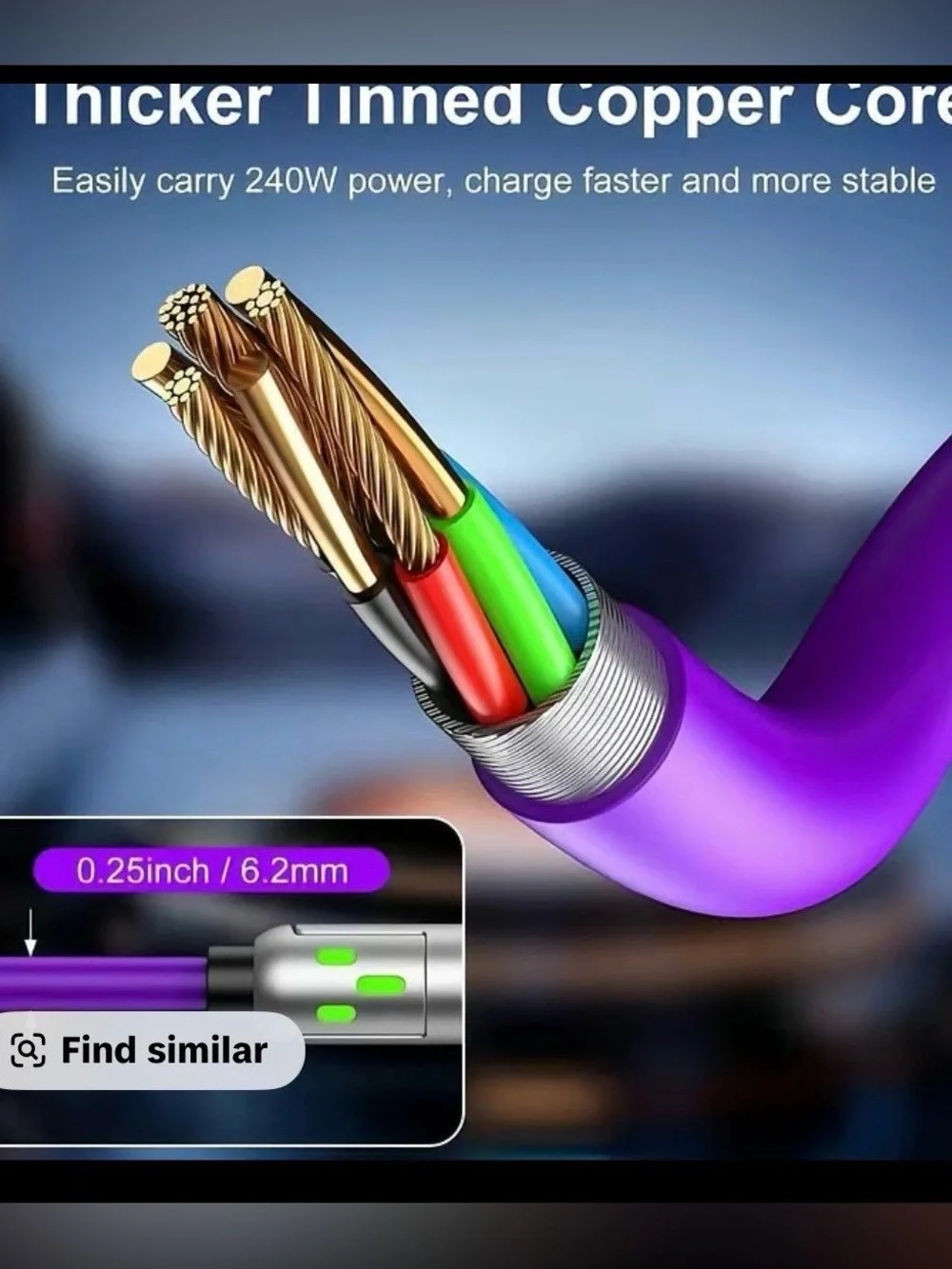 4 in 1 Multi USB Charging Cable, 6.6ft