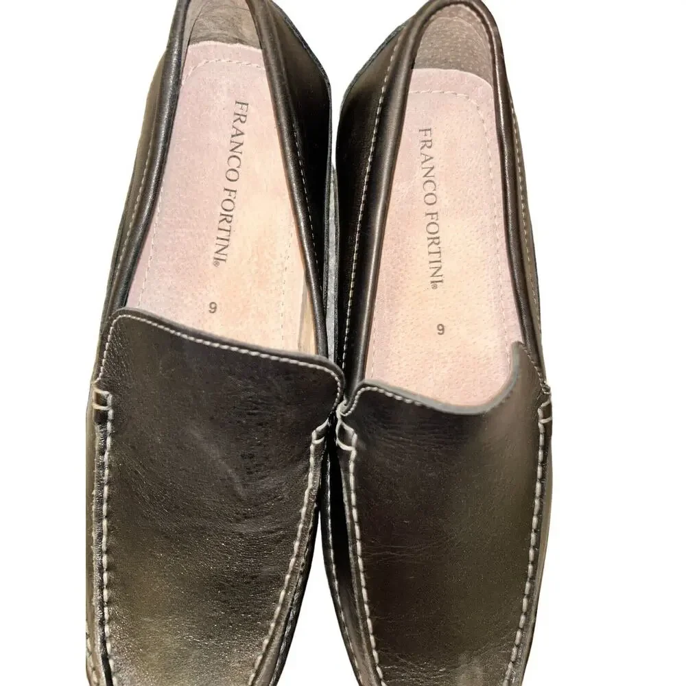 Franco‎ Fortini Max Men's Leather Slip On Black Shoes US Size 9 (310084)