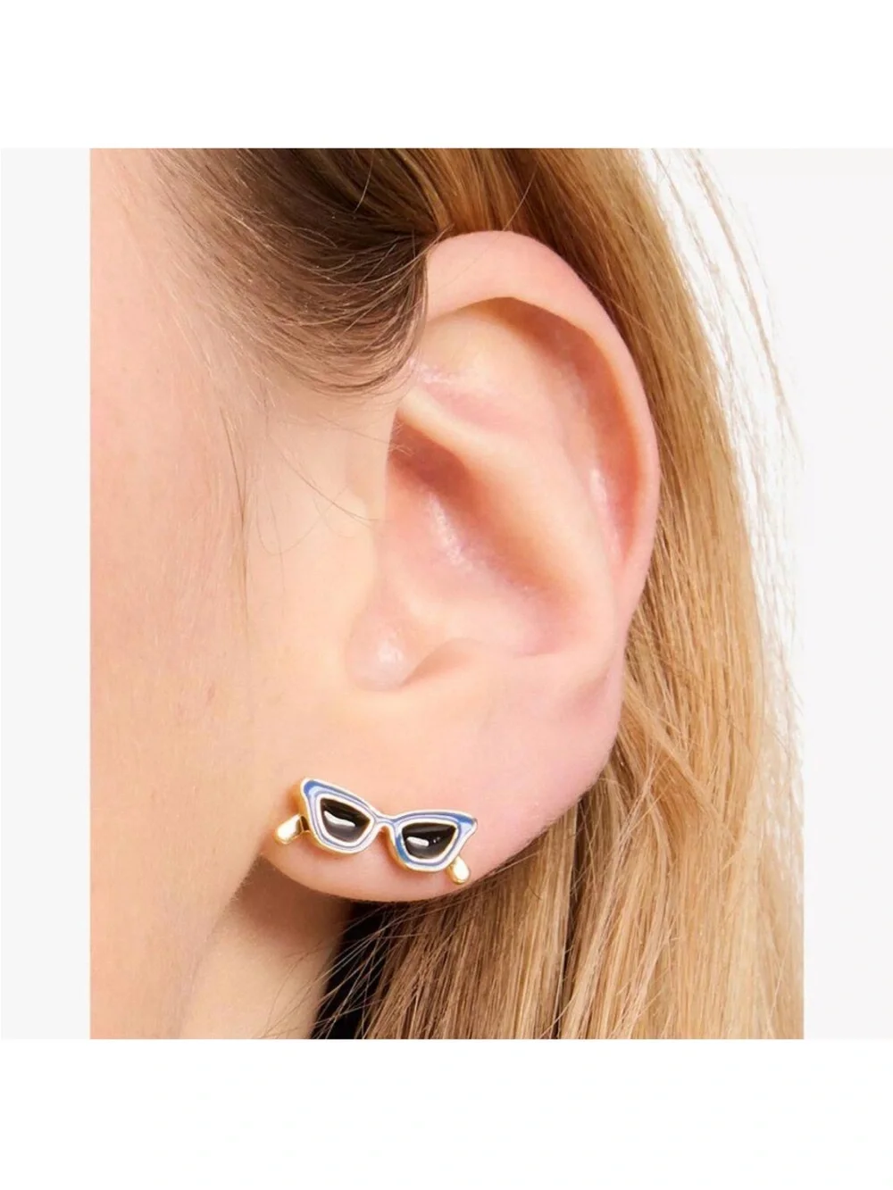 kate spade Blue and Black Cat-Eye Sunglasses Stud Earrings