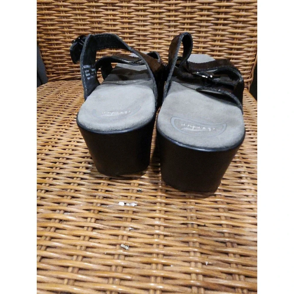 Dansko Black‎ Patent Leather Wedge Sandals Womens size 9 Buckle Platform Shoes