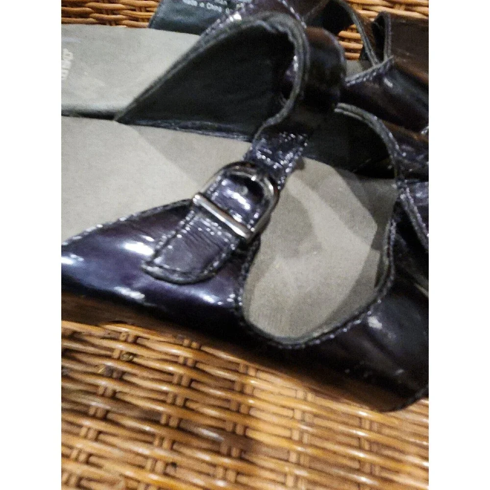 Dansko Black‎ Patent Leather Wedge Sandals Womens size 9 Buckle Platform Shoes