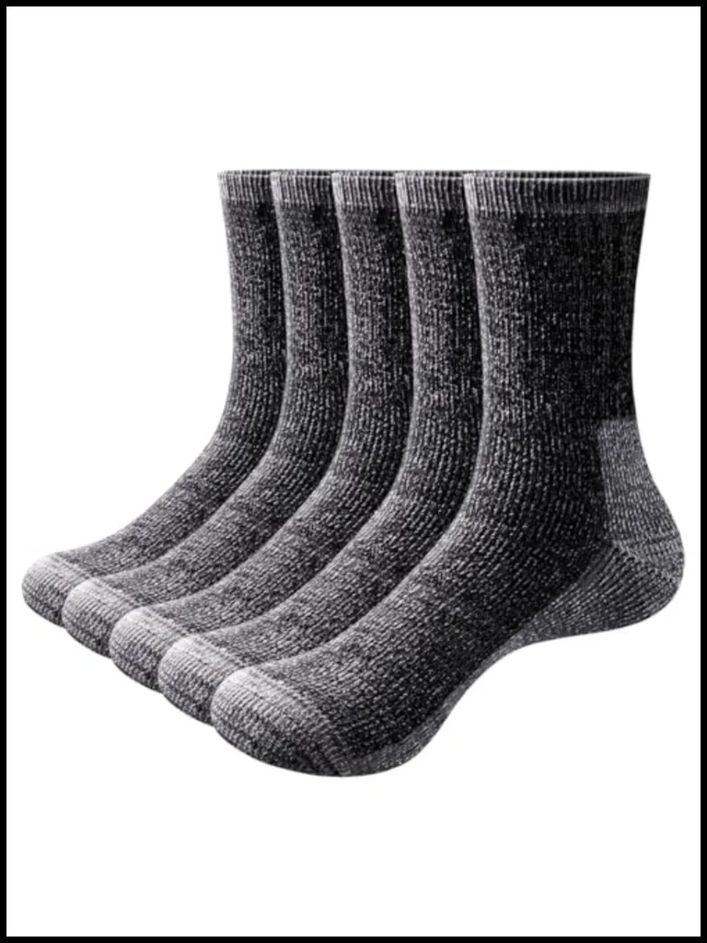 Merino Wool Blend Thermal Hiking Socks for Men, Winter Outdoor Crew Socks, 5
