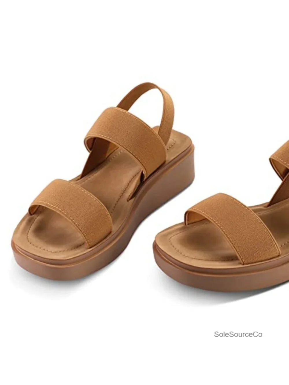 Women's Platform Wedge Sandals Elastic Slingback Low Heel Slip On