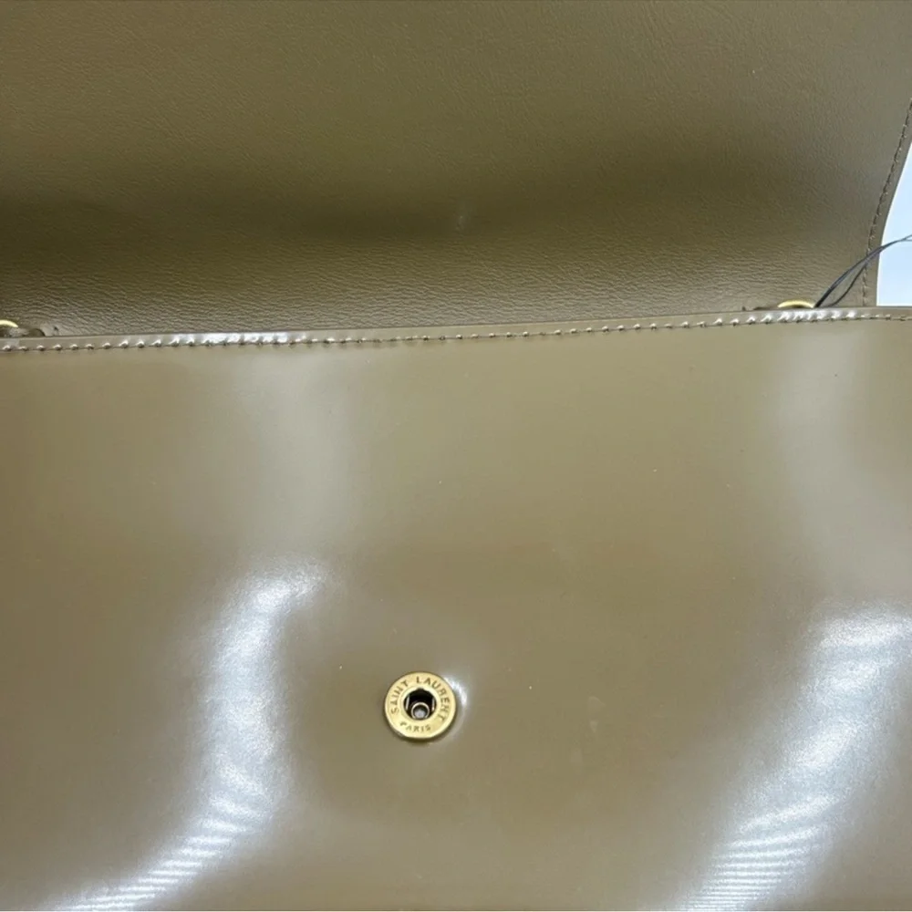 Saint Laurent YSL tan leather clutch/chain wallet made in Italy