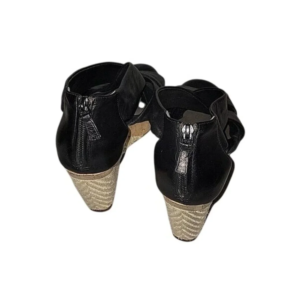 NIKE AIR Colaboration Lambskin leather wedge 8 Black Sexy Summer Comfy‎