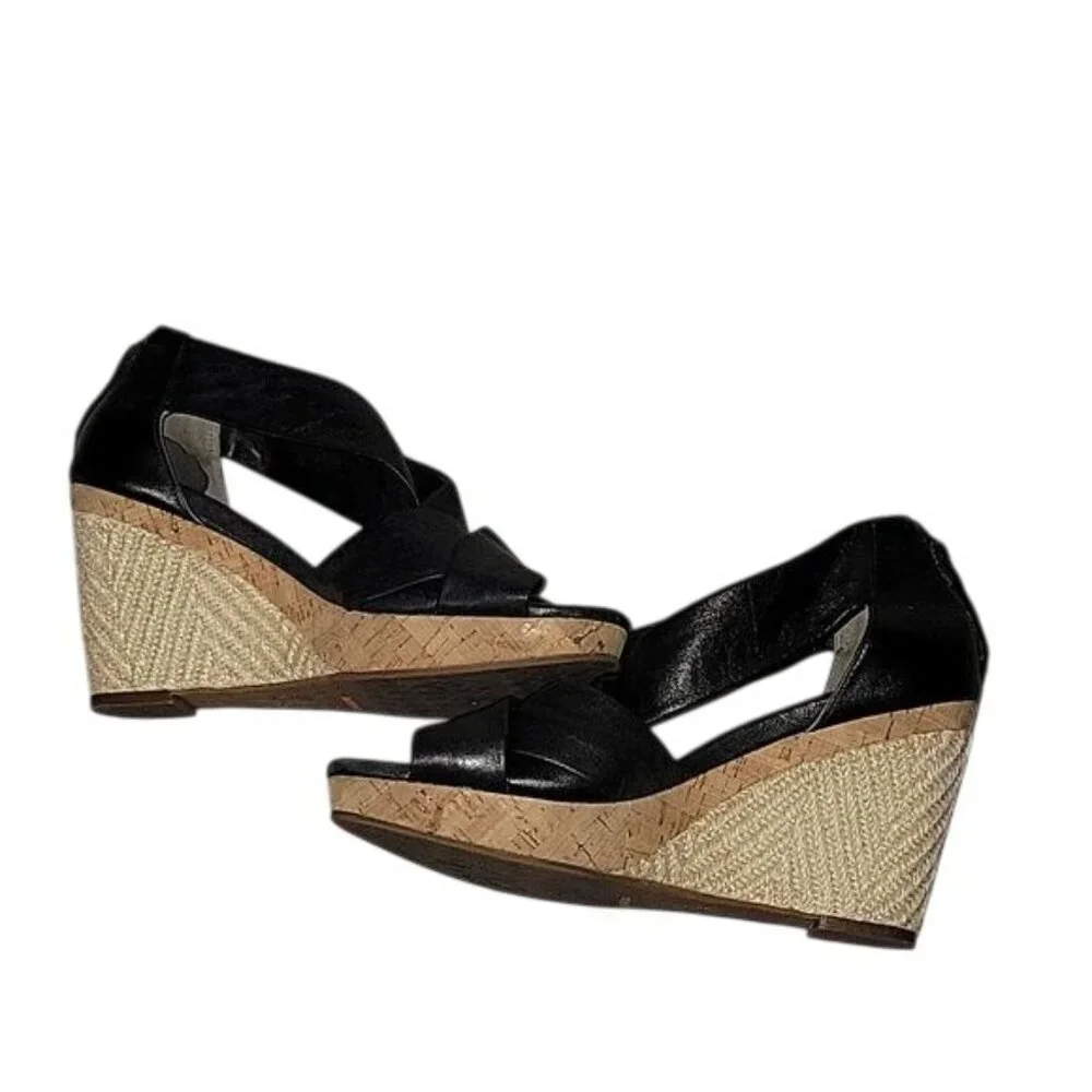 NIKE AIR Colaboration Lambskin leather wedge 8 Black Sexy Summer Comfy‎