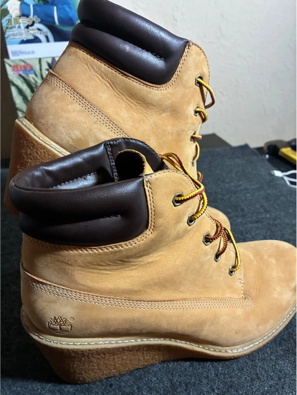 Timberland Women's Wedge Ankle Boots Size 10 Wheat Nubuck Leather