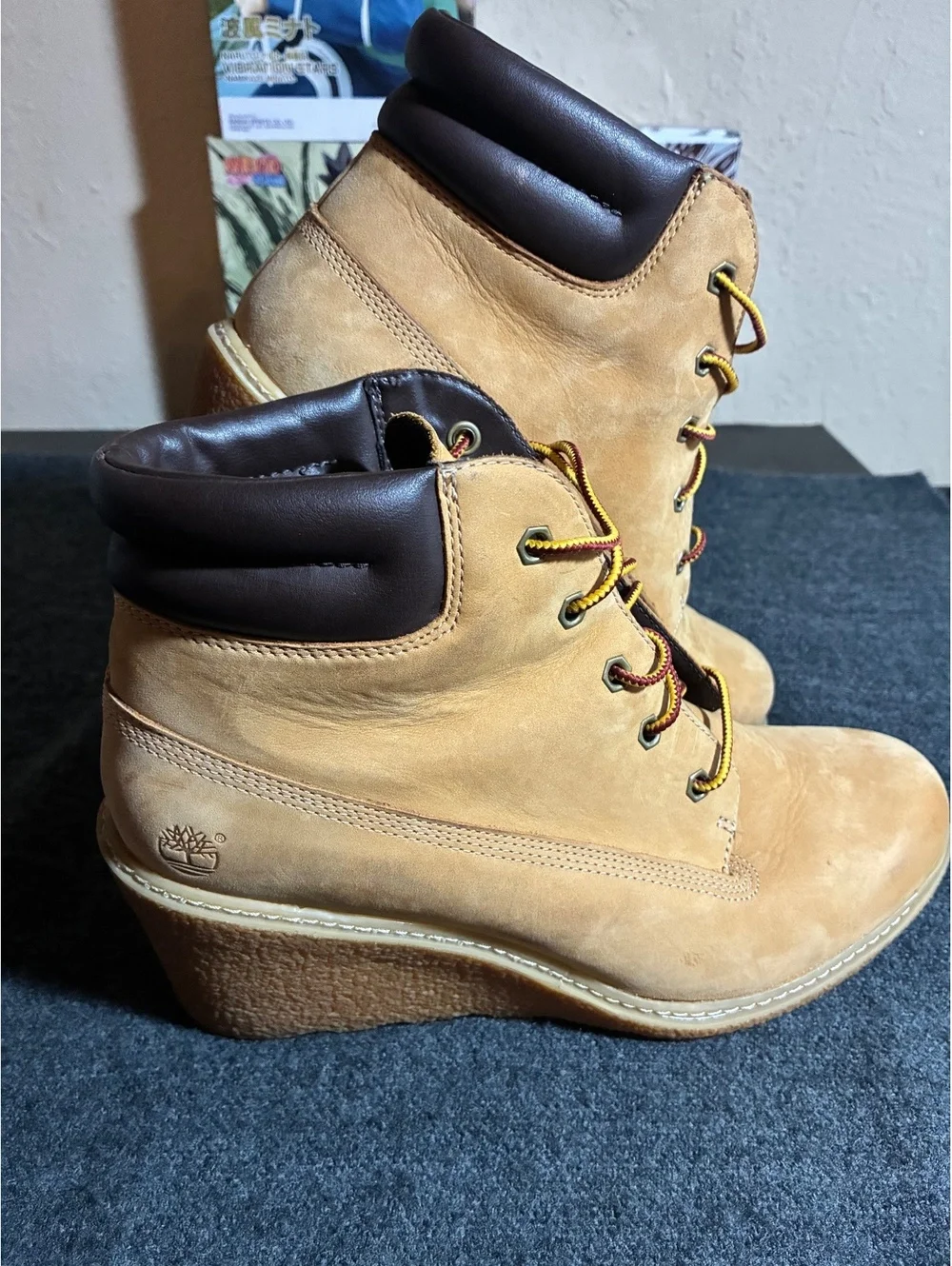 Timberland Women's Wedge Ankle Boots Size 10 Wheat Nubuck Leather