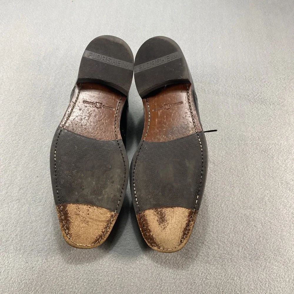 Florsheim Mens Lace Up Dress Saddle Shoes‎ Two Tone Burgundy Black Leather 11D