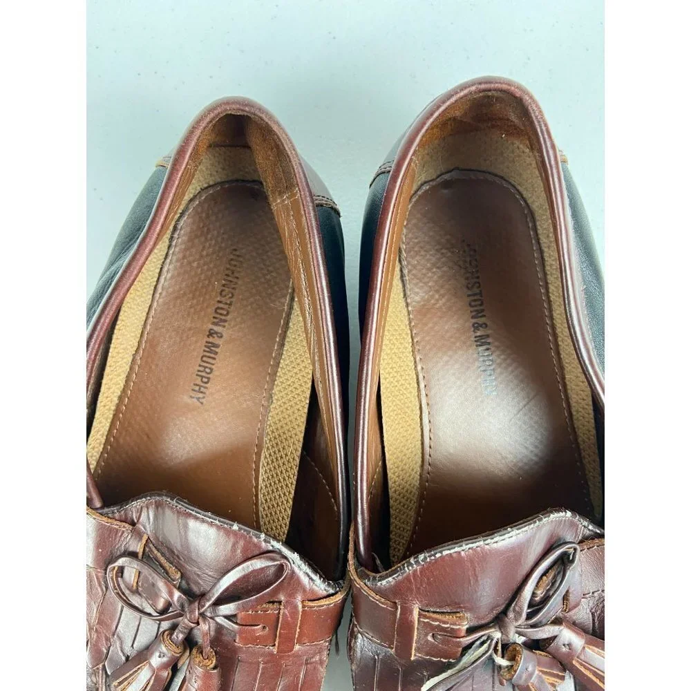 Johnston & Murphy Black & Brown Tassel Kiltie Loafers‎ - Men's Size 11M