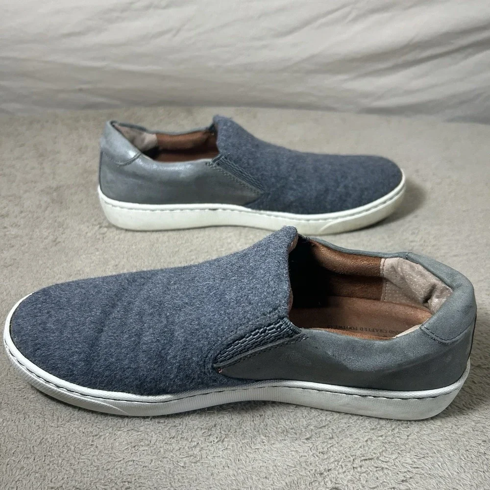 Born Børn Slip On Sneakers Men 7M Blue Gray Wool‎ Leather Casual Shoes