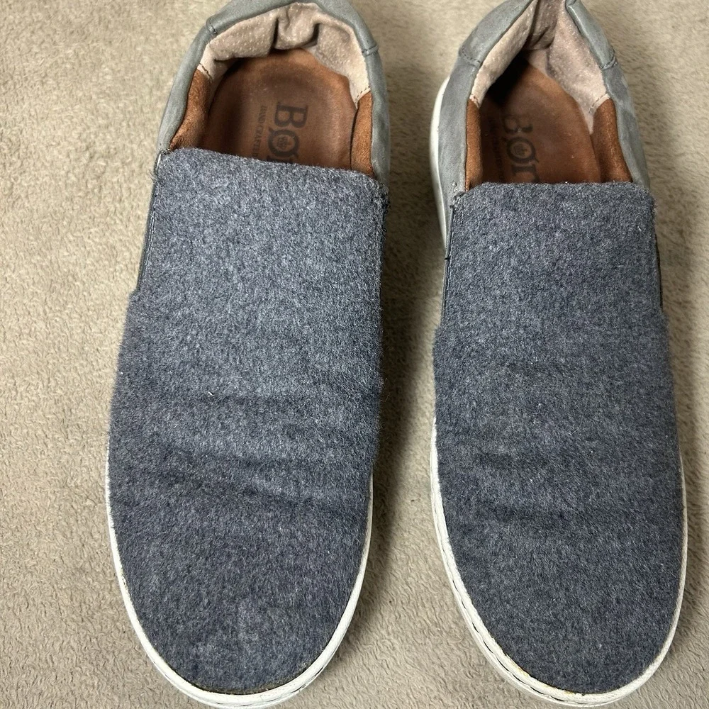 Born Børn Slip On Sneakers Men 7M Blue Gray Wool‎ Leather Casual Shoes