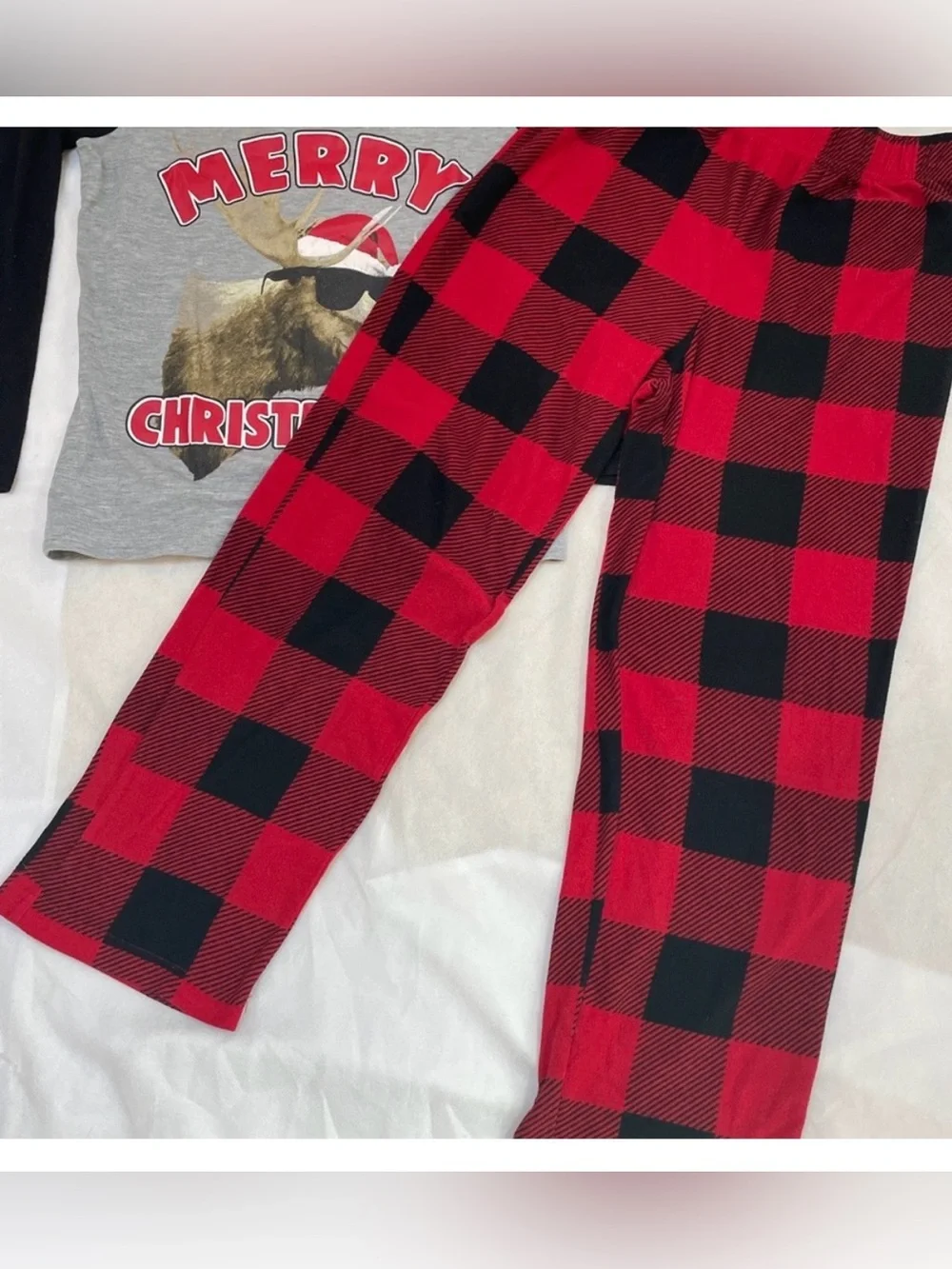 Arizona Jean Company 10/12 Christmas Moose Pajama Set Buffalo Plaid Holiday PJs