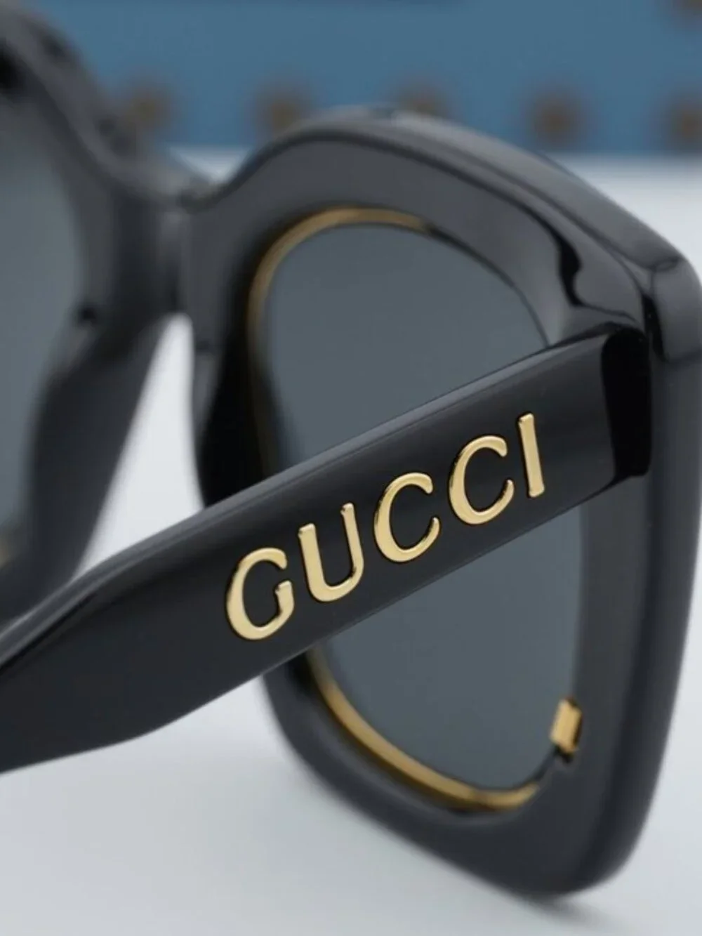 Gucci GG1151S 001 Women Butterfly Sunglasses - Black with Gold / Grey