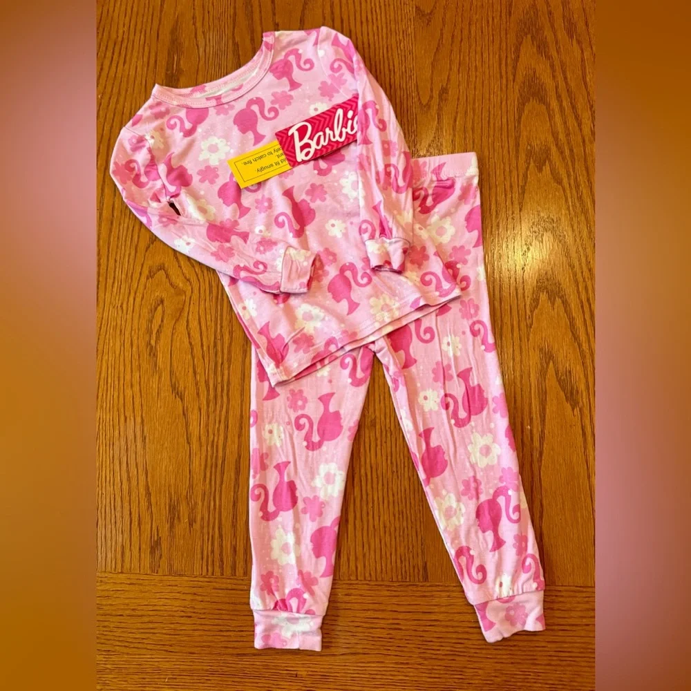 Barbie Pajama Set‎ - Pink with Barbie Silhouette - NWT - 12M