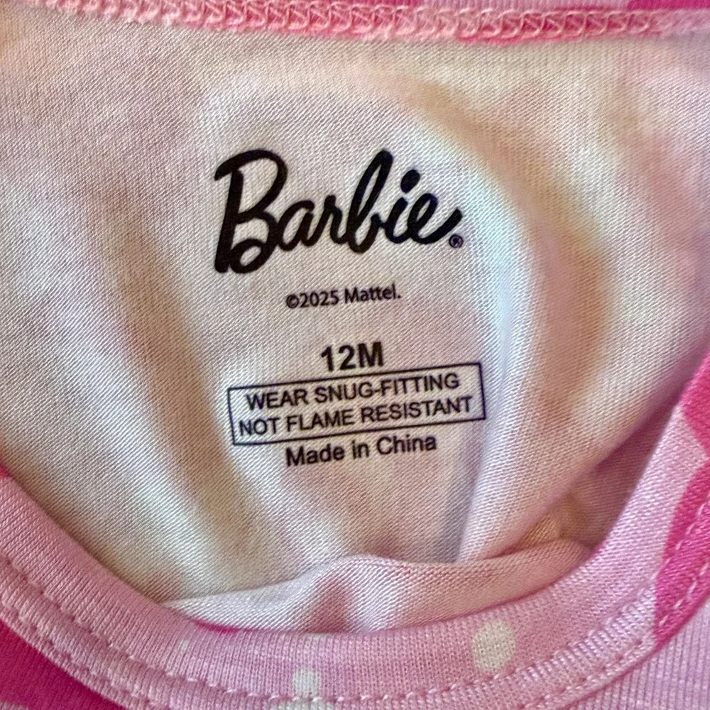 Barbie Pajama Set‎ - Pink with Barbie Silhouette - NWT - 12M