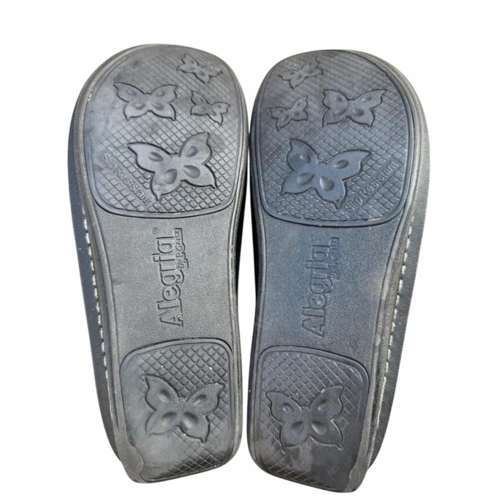 Alegria Debra Black Embossed Leather Clogs‎ Comfort Shoes EU 37