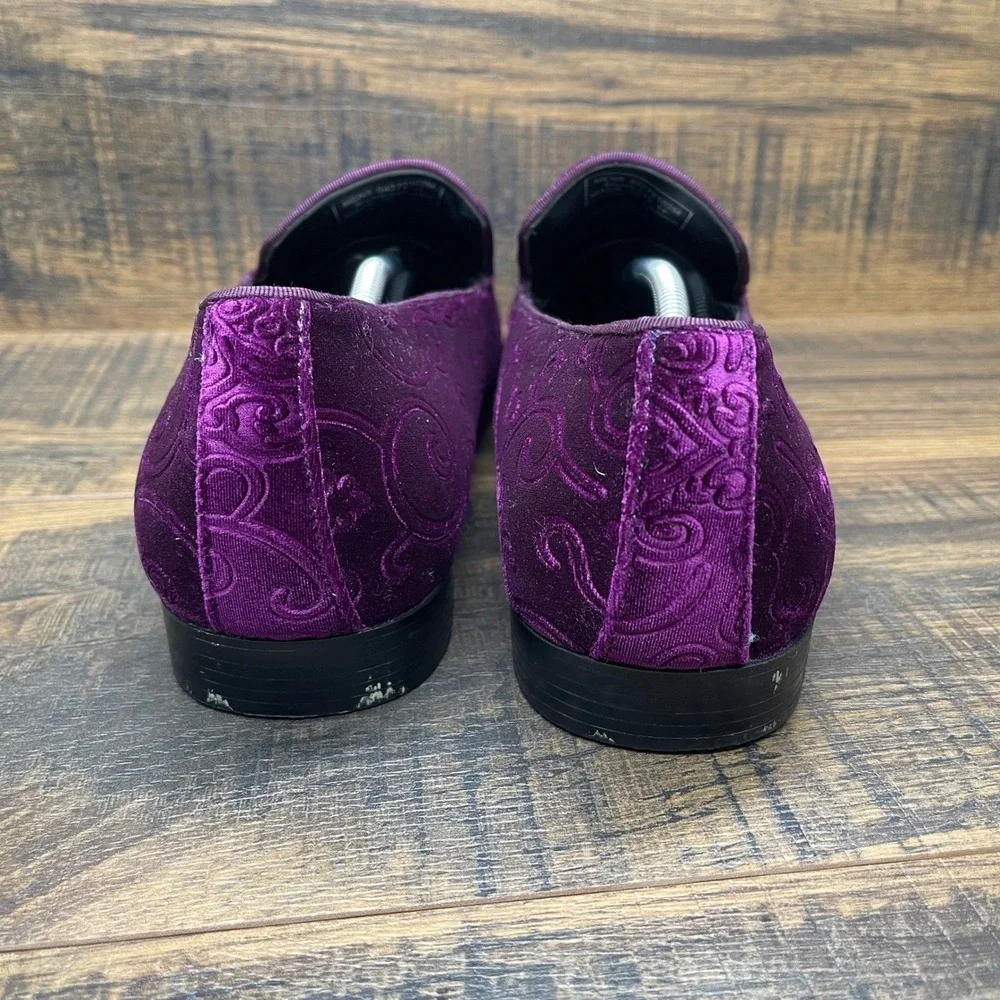 Amali Men's Velvet Loafers Bryant-049 Slip On Dress Shoes Purple Paisley Size 14