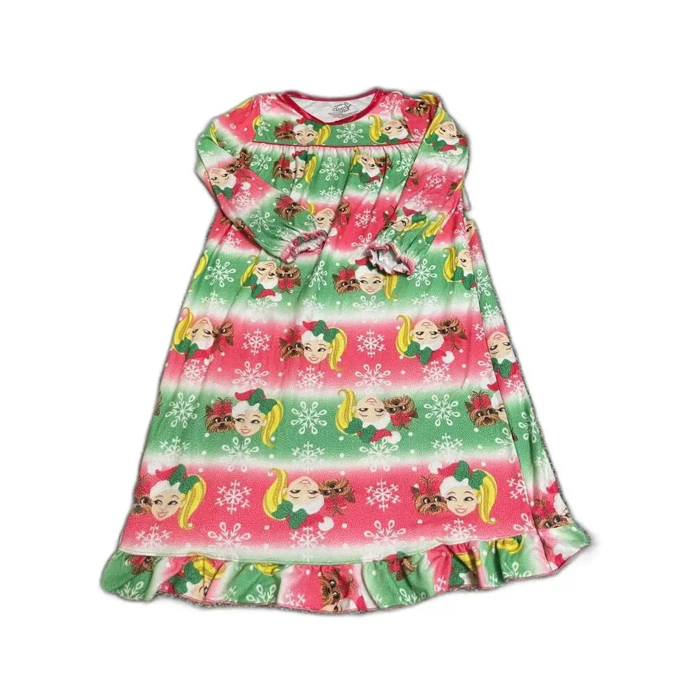 Nickelodeon JoJo Siwa Girls' Christmas Holiday Flannel long sleeve Nightgown M