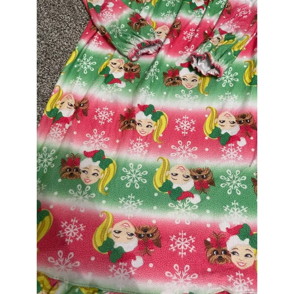 Nickelodeon JoJo Siwa Girls' Christmas Holiday Flannel long sleeve Nightgown M