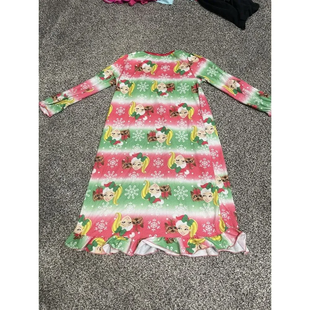 Nickelodeon JoJo Siwa Girls' Christmas Holiday Flannel long sleeve Nightgown M