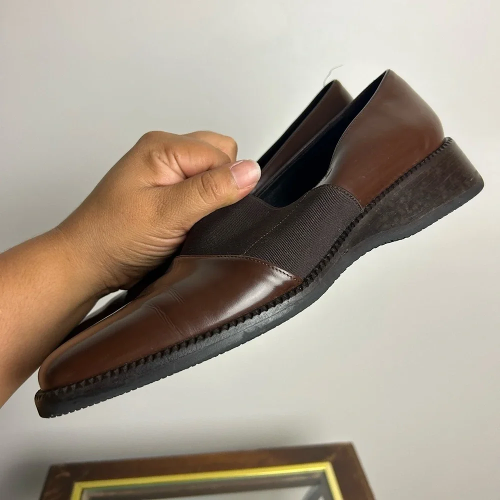 Mezlan‎ Vintage Platform Chocolate Brown pull on Shoes Size 8.5N Academia