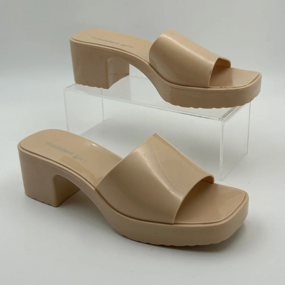 Madden Girl Palacee Sandals Womens 7 Nude Jelly‎ Platform Block Heel Y2K Retro