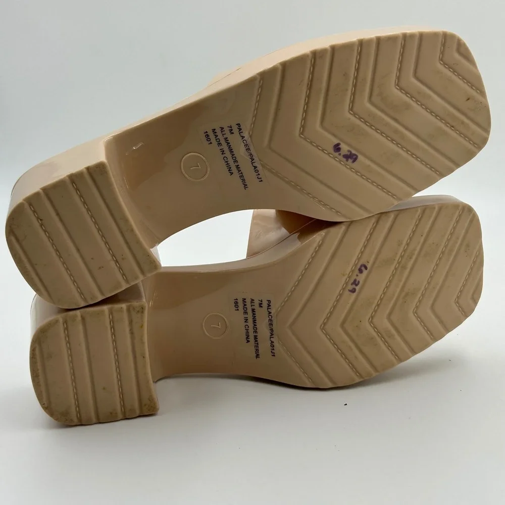 Madden Girl Palacee Sandals Womens 7 Nude Jelly‎ Platform Block Heel Y2K Retro