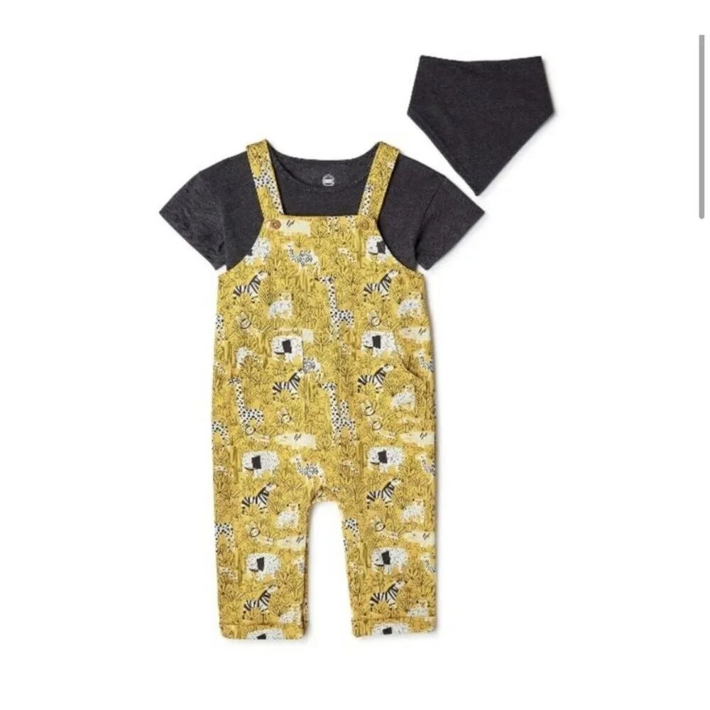 NWT Wonder Nation Baby Boy 12M Adorable Safari Animal Print Coverall‎ Outfit Set