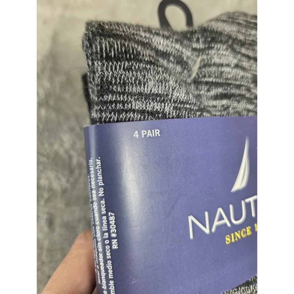 Nautica Socks Men's‎ Large 6-12.5 Black Gray 4 Pairs Arch Support Light Cushion