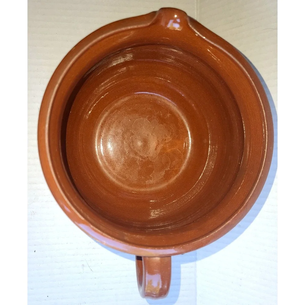 Handcrafted Red Clay Pottery Hand Painted Floral Pitcher with Handle Spout‎ GCM