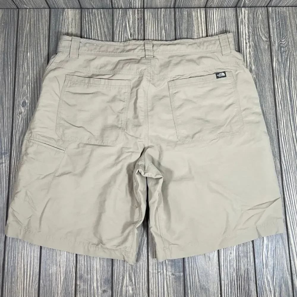 North Face Men Hiking Trail Shorts Sz 36 Tan Khaki Beige Camping Gorpcore Casual
