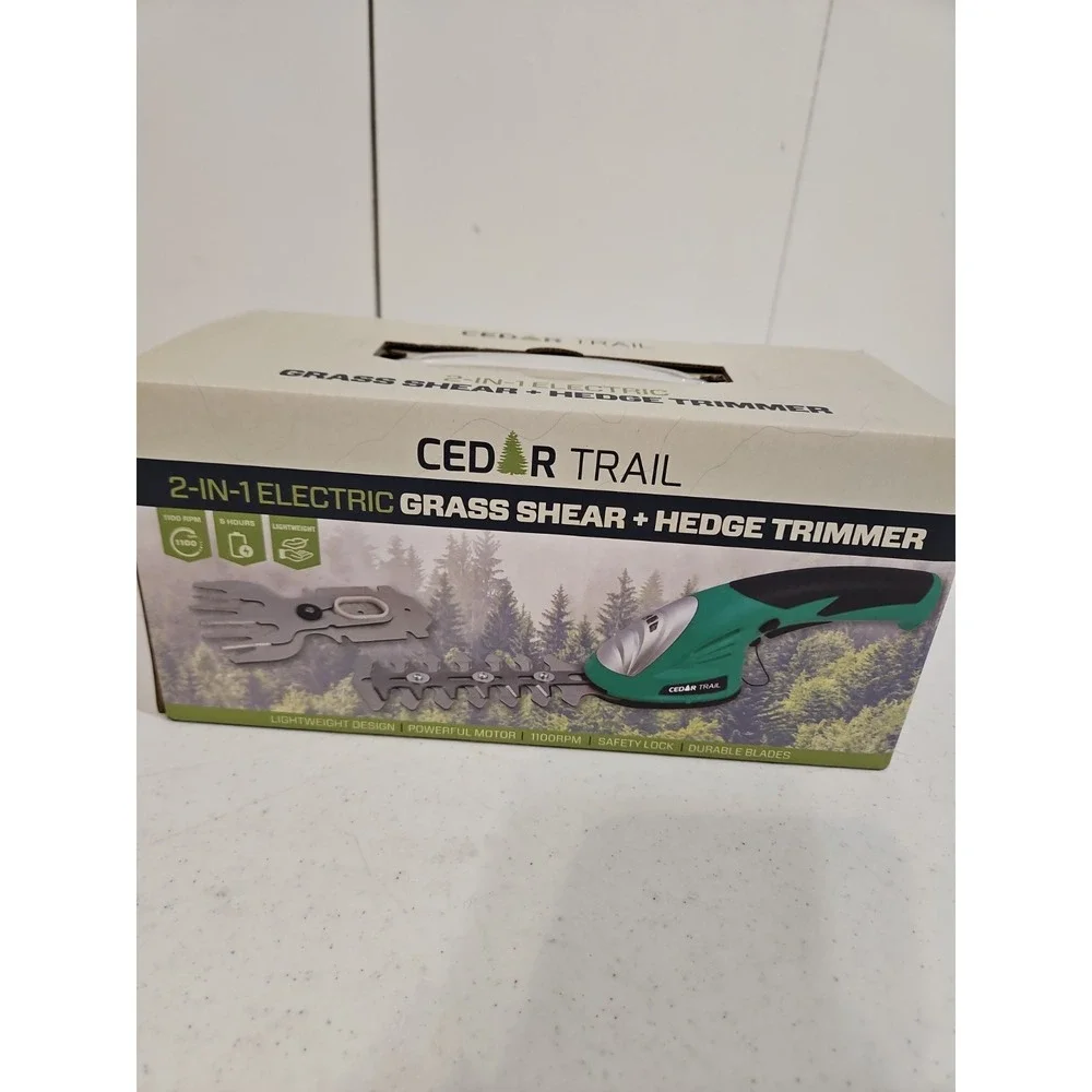 Cedar Trail 2-in-1 Electric Grass Shear & Hedge Trimmer 1000RPM/5 Hrs Lightweigt