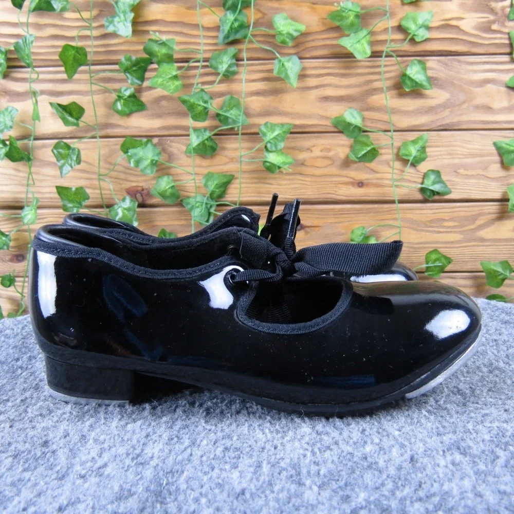 Jaina Timmer Girls 2.5 Black Patent Synthetic Tap Shoes Lace-Up Performance