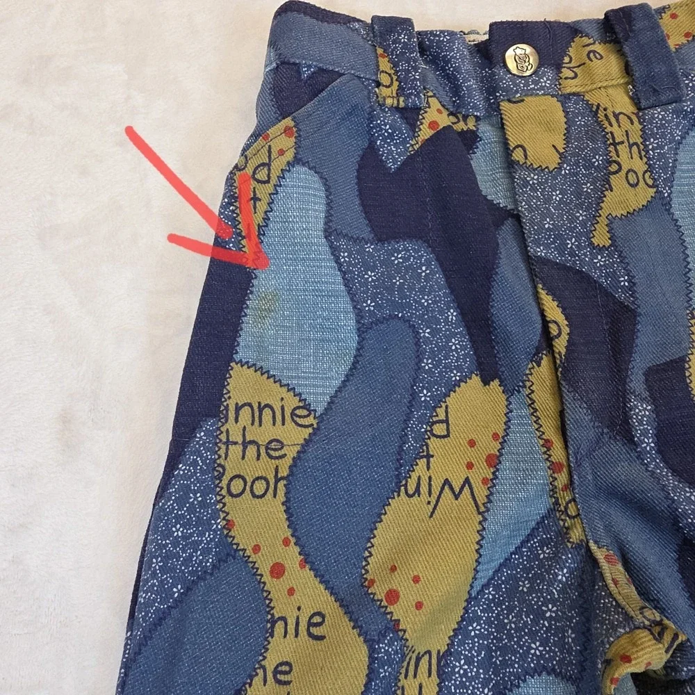 Vintage Kids Winnie The Pooh Pants Kids 6X Disney‎ Sears 70's 80's Flare Leg