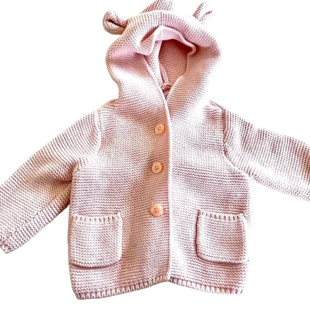 Baby Gap girls pink pearl knit cardigan sweater size 3/6 months