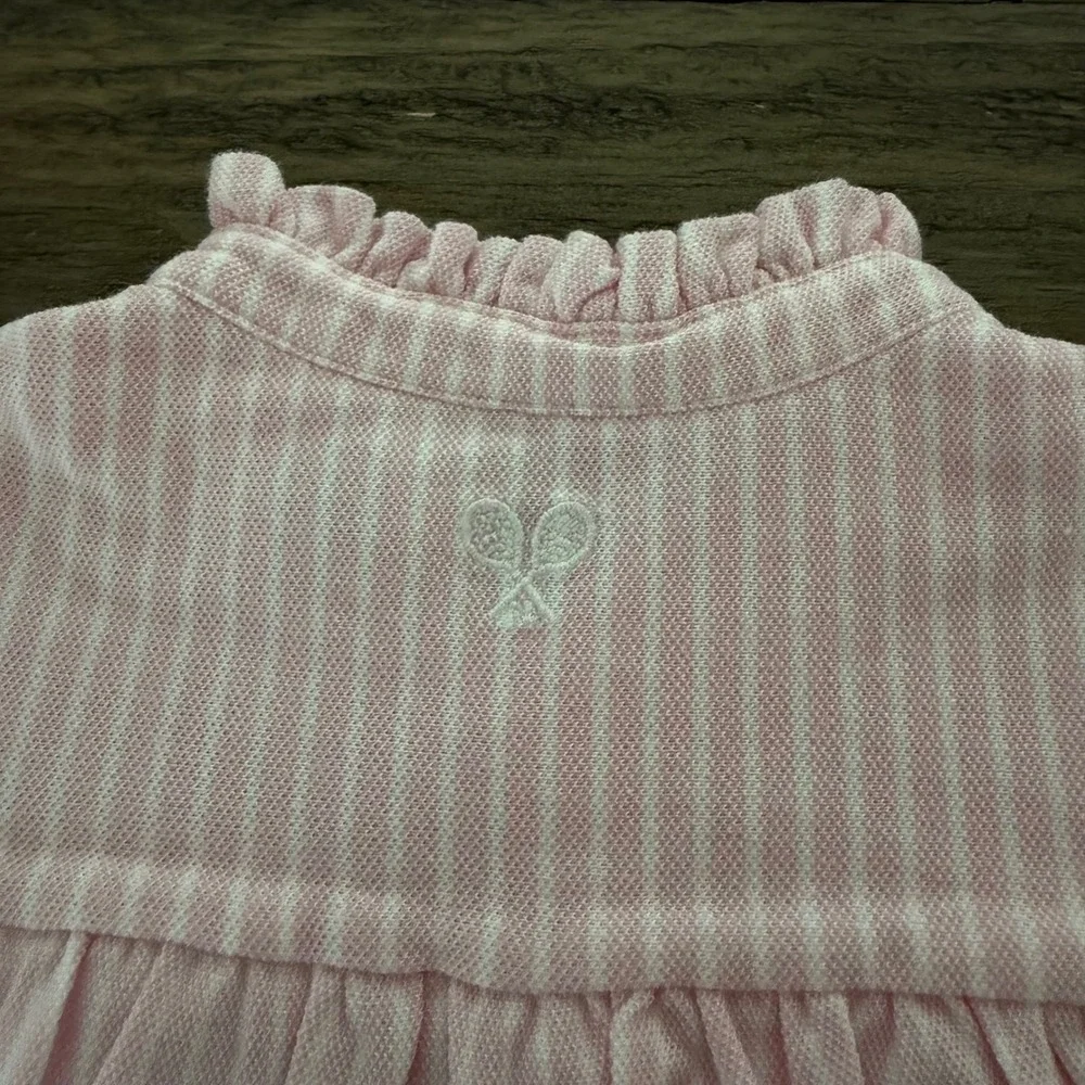 Ralph Lauren Baby Girls Pink White Stripe Tennis‎ Bow Dress Bloomers Set 24M NWT