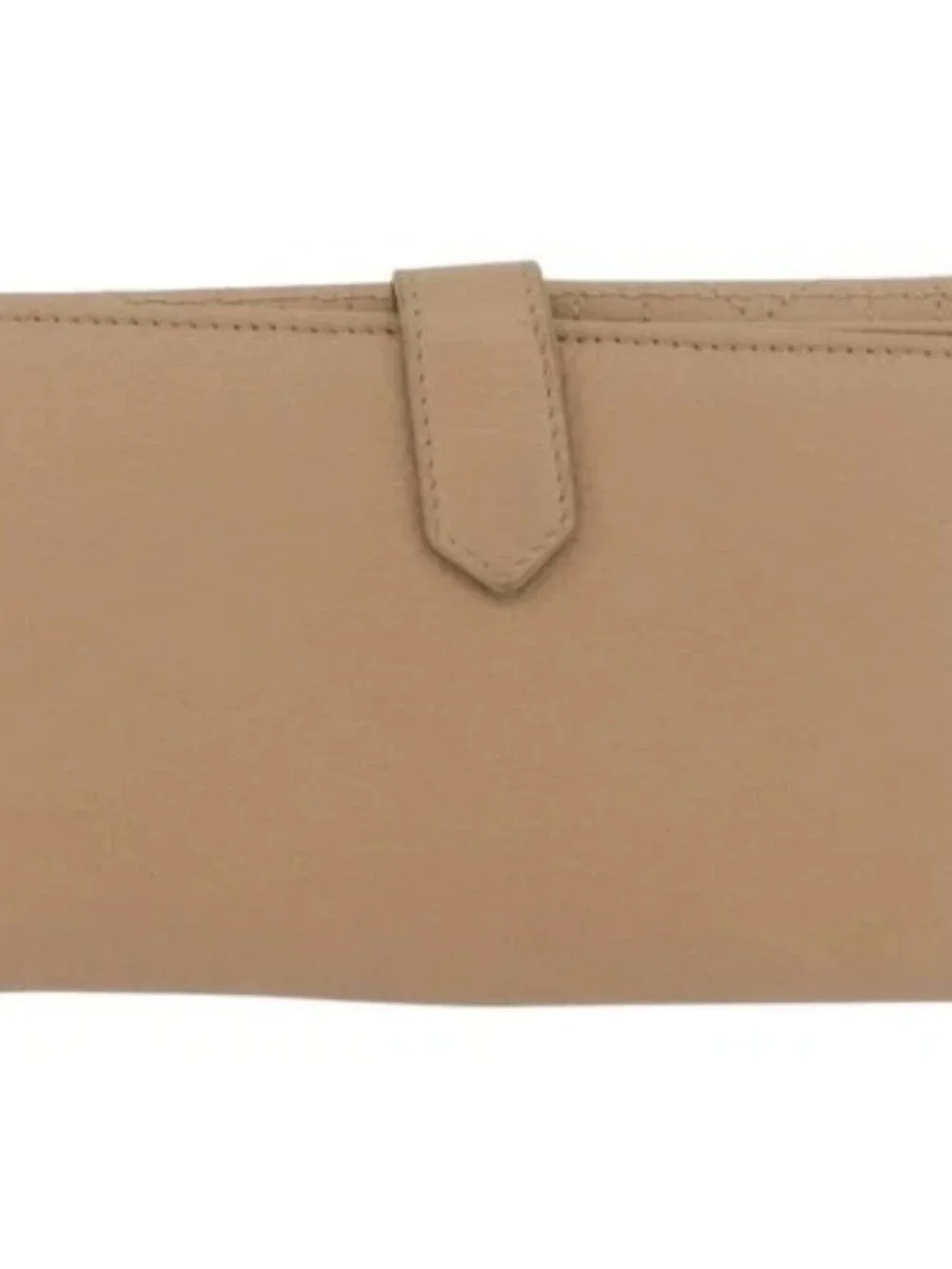 Christian Dior Bifold Wallet Leather Beige Silver Auth 181514