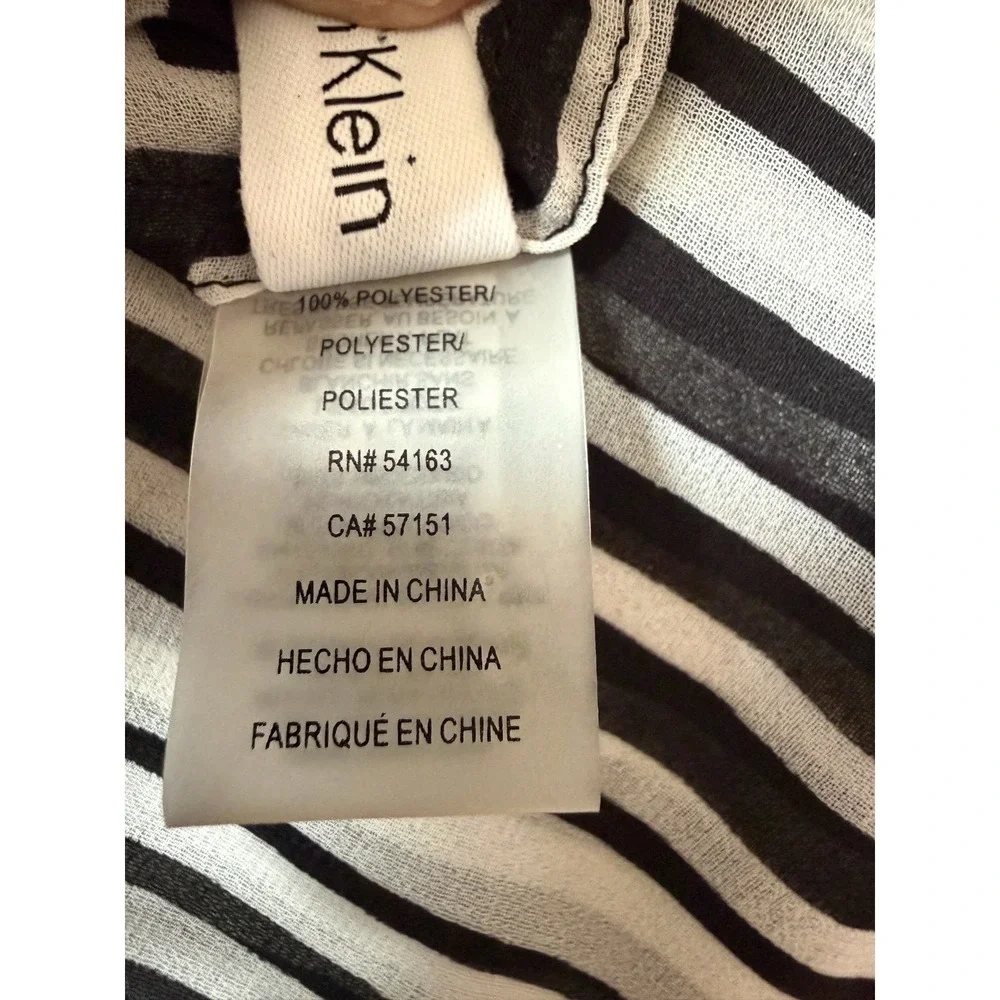 Calvin Klein Scarf Polyester Black White Horizontal Stripe Lightweight OS