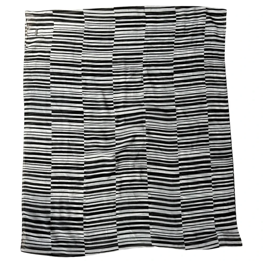 Calvin Klein Scarf Polyester Black White Horizontal Stripe Lightweight OS