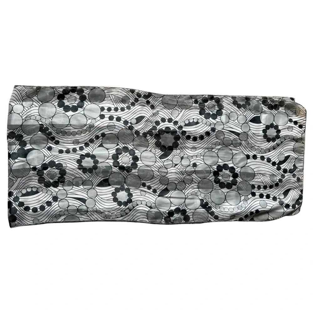 Calvin Klein Scarf Polyester Black White Horizontal Stripe Lightweight OS